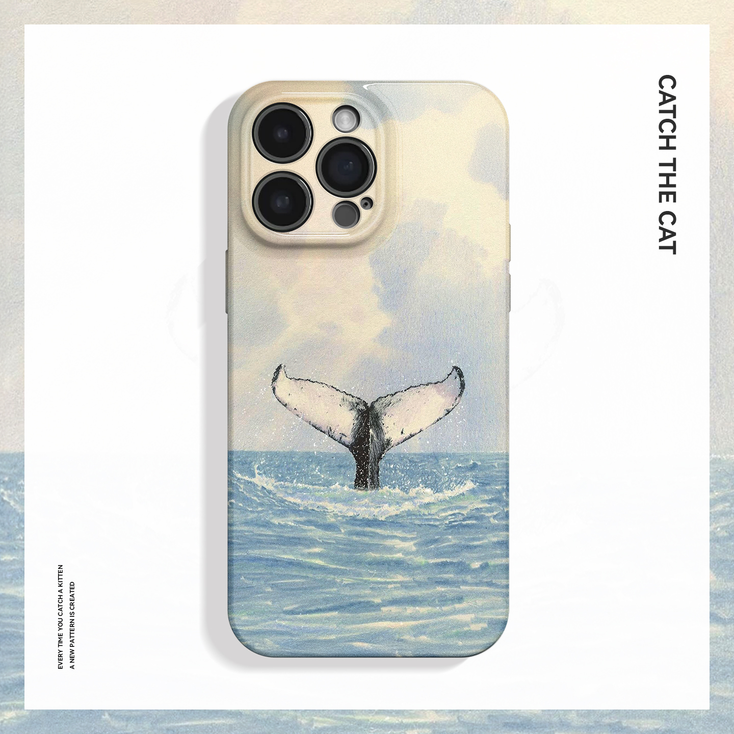 如鲸向海~文艺小众水彩艺术适用iPhone16/15pro手机壳新款华为mate70小米14vivoS19软iqooneo10苹果14findx8