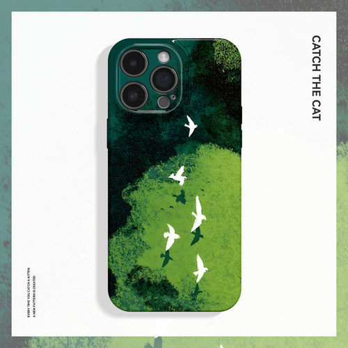 森林飞鸟~春夏油画ins适用苹果17promax手机壳iphone16华为nova14小米15菲林opporeno13艺术vivox200一加ace5