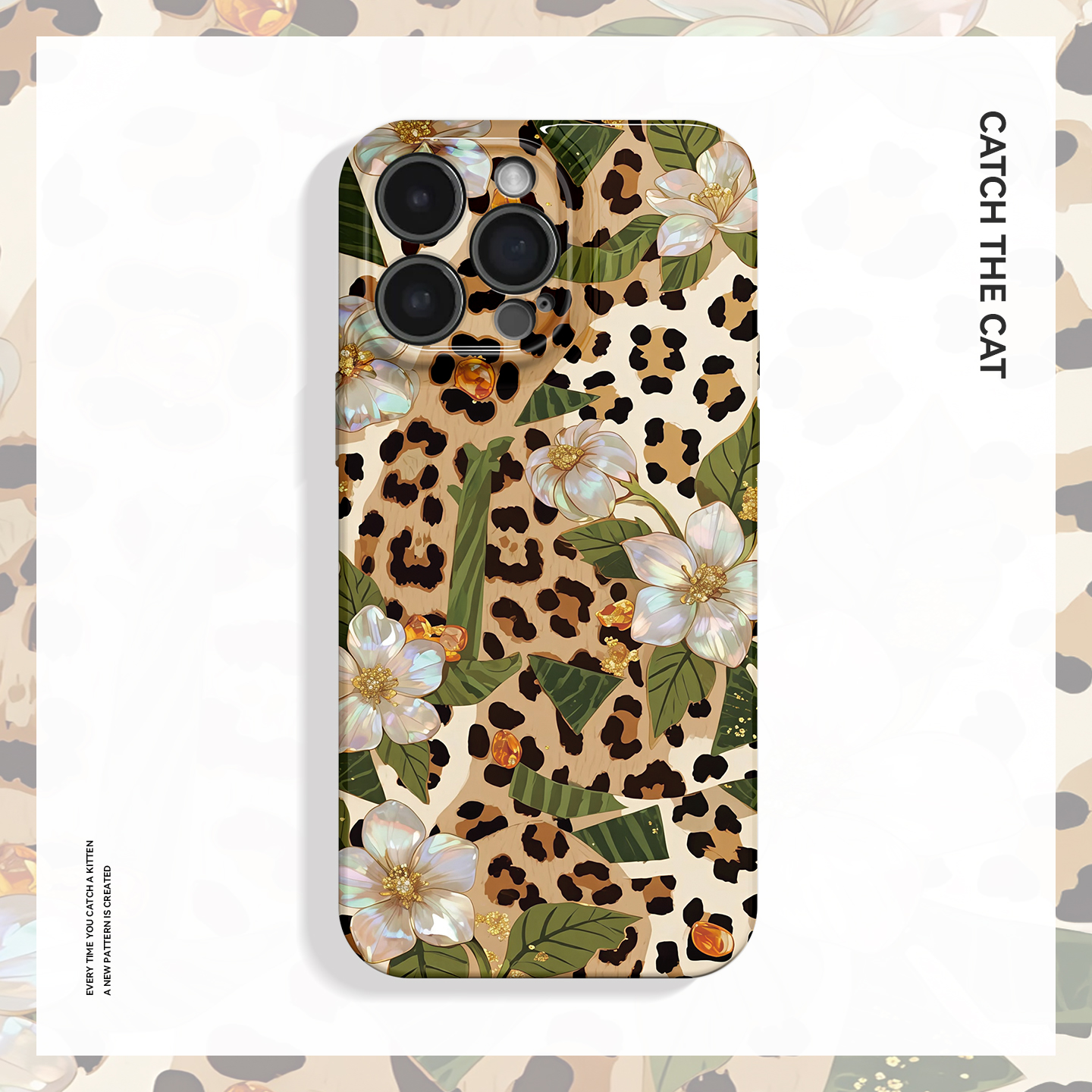 豹纹花~个性小众艺术ins适用苹果17promax手机壳iphone16华为nova14小米15opporeno13高级感vivox200一加ace5