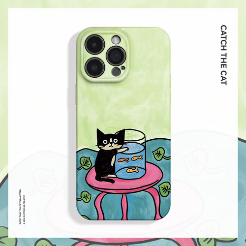 别动我的鱼~可爱猫咪适用iPhone16/15promax手机壳新款华为pura70苹果13小米14小众畅享70vivoS19软iqooneo10