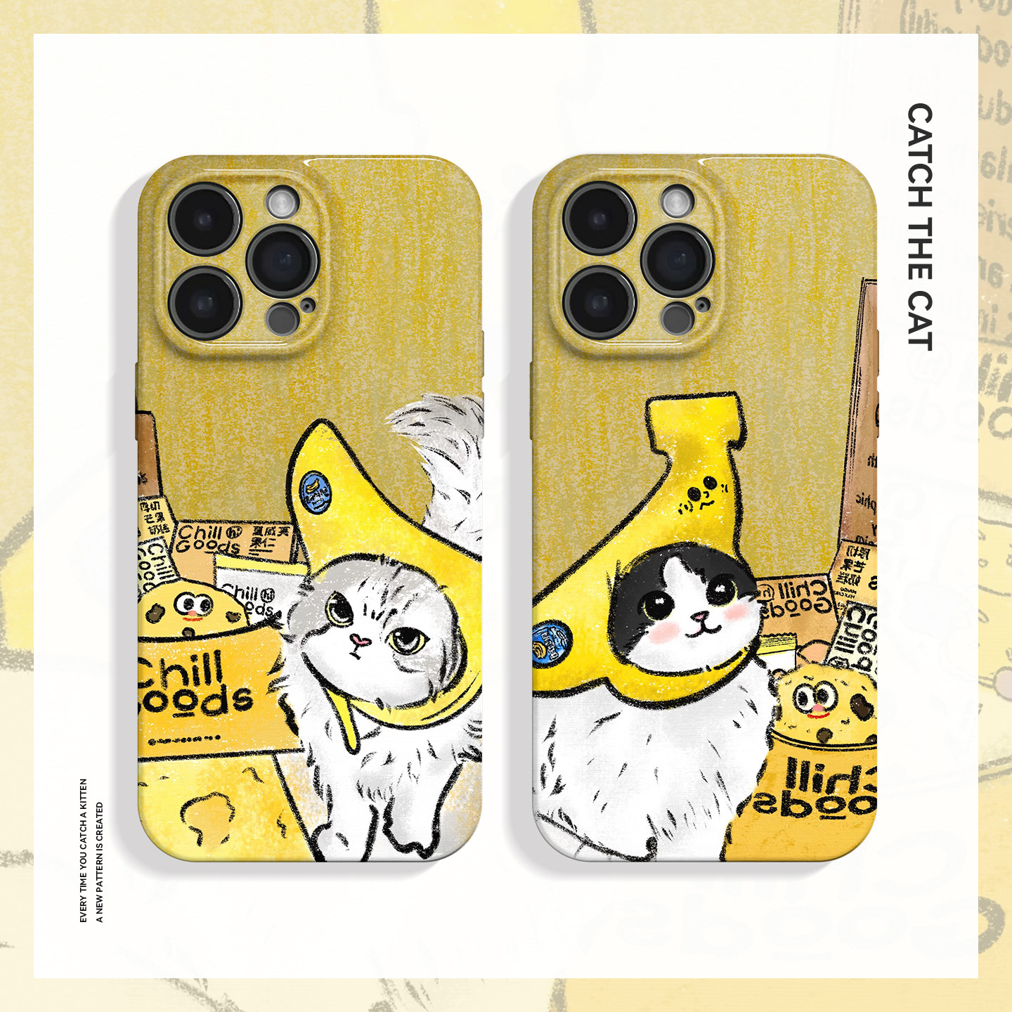 香蕉头套~可爱情侣小猫蓝白布偶ins适用iPhone16promax手机壳nova13华为pura70小米15vivox100软findx8苹果14