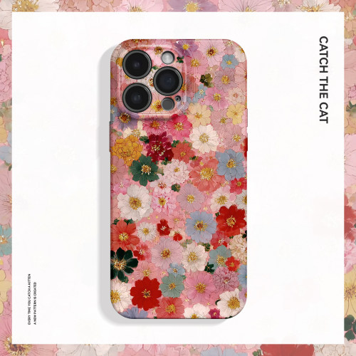 万花细语~粉红唯美少女心适用iPhone16/15promax手机壳新华为mate60小米14OPPOreno12苹果13vivox200一加ACE5