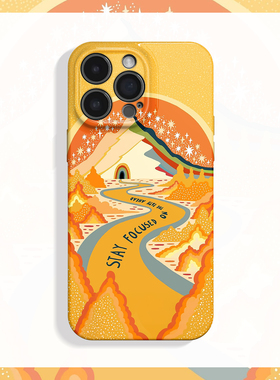 幸运之路~橙色高颜值ins适用iPhone16/15promax手机壳新款华为pura70苹果14红米k80艺术vivoX200软文艺畅享70