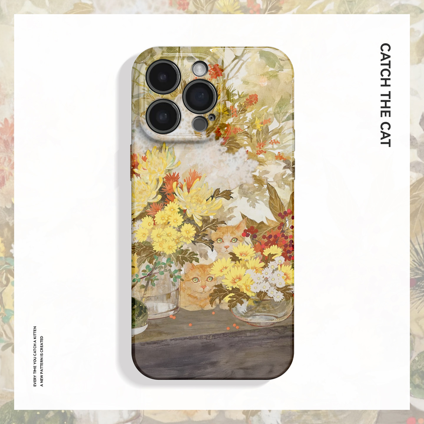 橘猫与花~国风新中式艺术适用iphone17promax手机壳苹果16华为nova14小米15opporeno13菲林vivox200一加ace6