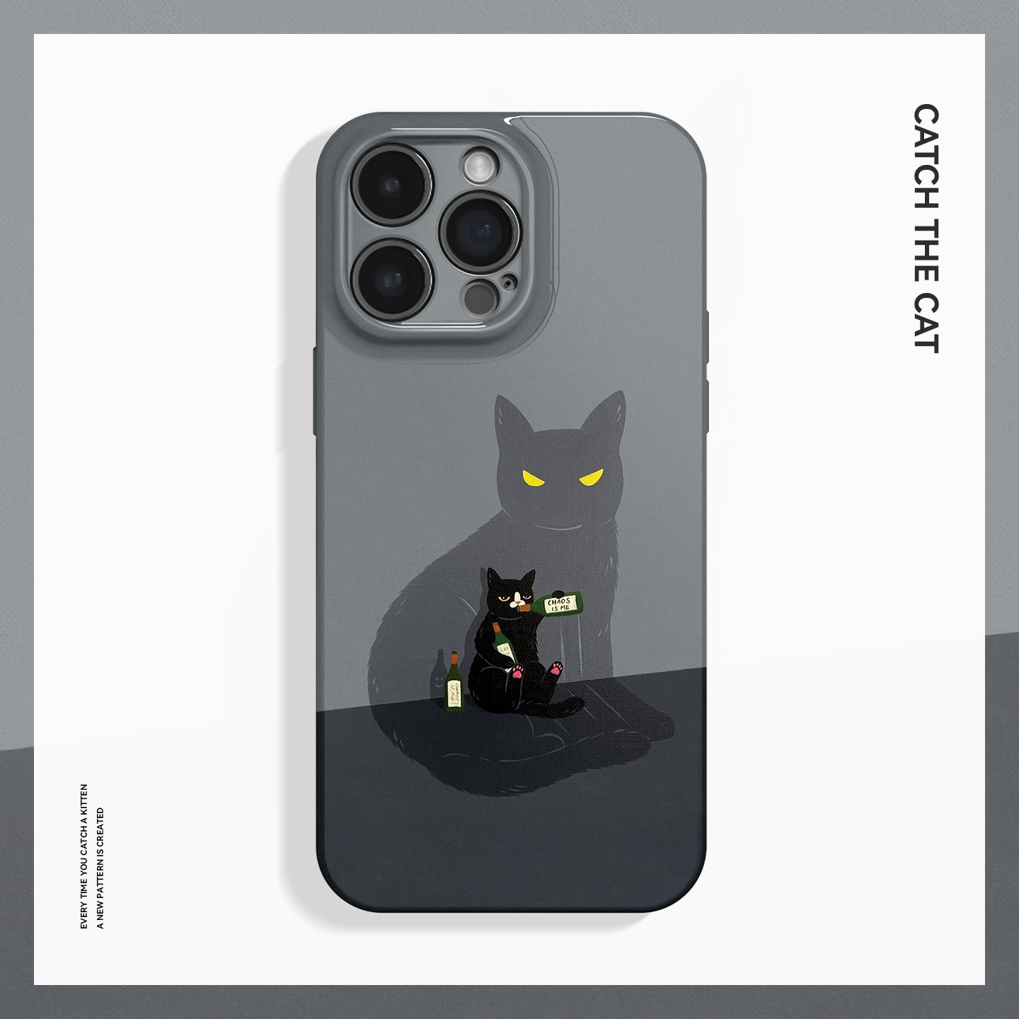 消愁~简约有趣黑猫喝酒适用iPhone16/15promax手机壳华为mate60小米14OPPOreno12苹果13vivox200一加ACE3小众