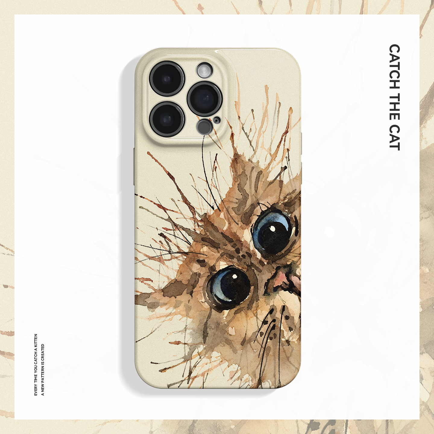 大脸猫~可爱偷窥小猫ins适用iPhone16/15pro手机壳新华为mate70小米14水彩vivoS19艺术qooneo10苹果14荣耀90