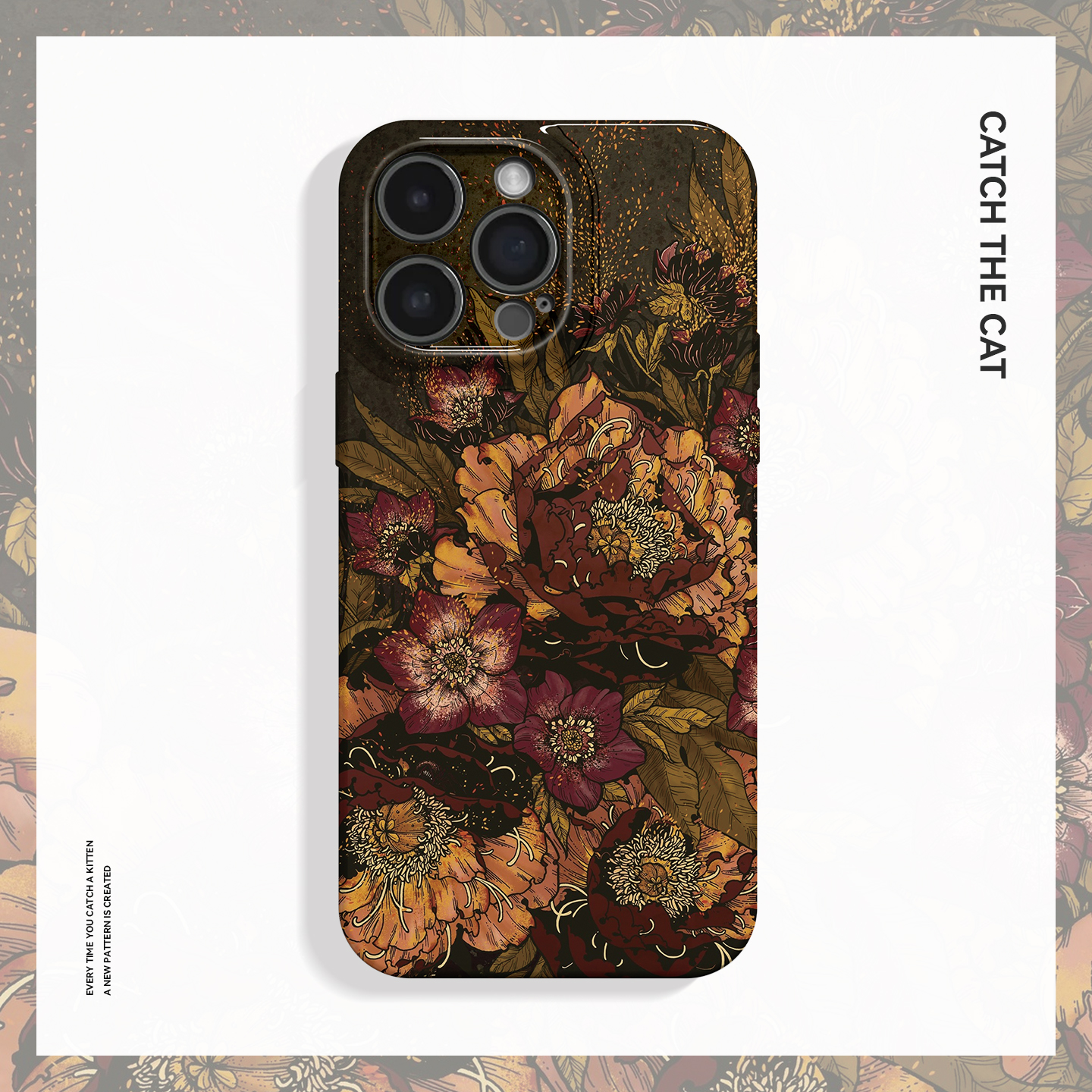 暗蕊~复古花朵插画ins适用苹果17promax手机壳iphone16华为pura80小米15opporeno14荣耀400艺术iqoo13红米k80