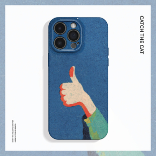 真棒~创意油画大拇指ins适用苹果17promax手机壳新iphone16华为pura80小米15opporeno14荣耀400iqoo13红米k80