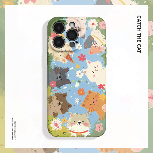 来啦小猫~卡通清新治愈ins适用iPhone16promax手机壳苹果13华为pura70小米15opporeno14荣耀400iqoo13红米k80