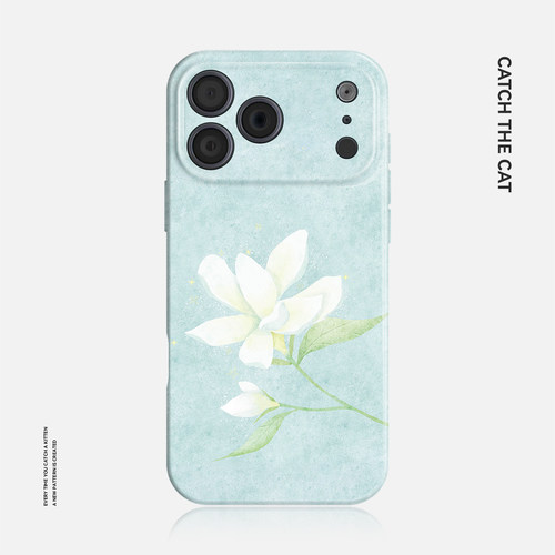 栀子花~清新简约ins适用iphone17promax手机壳苹果16华为nova14mate80小米15opporeno13水彩vivox200一加ace6