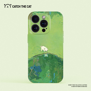 池边邂逅~适用iPhone16promax苹果14手机壳小米15华为mate70插画pura70pro+可爱opporeno13荣耀300vivoX90春