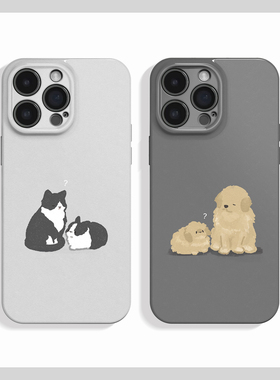 兔子疑惑~简约灰色猫狗情侣ins适用iPhone16promax手机壳nova13华为pura70小米15vivox100软oppofindx8苹果14