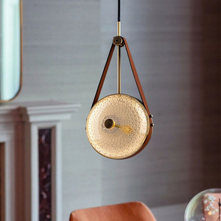 餐厅全铜现代玻璃灯 简约吧台创意轻奢设计师床头卧室艺术吊灯个性