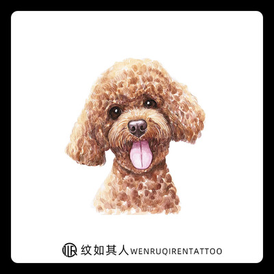 小泰迪狗纹身贴防水男女可爱卡通手绘彩色动物图案一次性文身贴纸