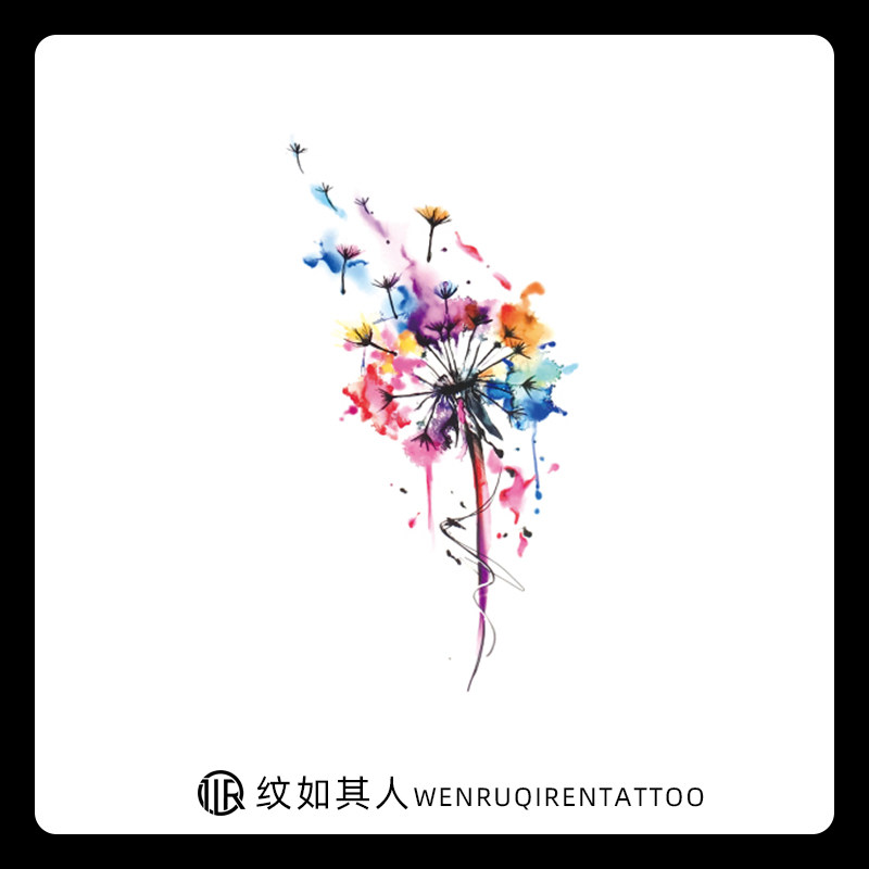韩系小清新蒲公英纹身贴防水女生肩膀性感可爱脚踝背部纹身贴刺青