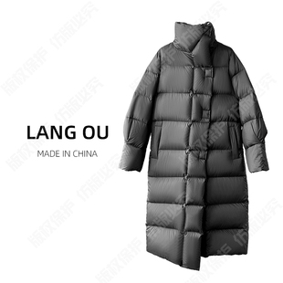 【LANG  OU】95白鹅绒羽绒服女新款加厚中长羽绒服过膝冬2377