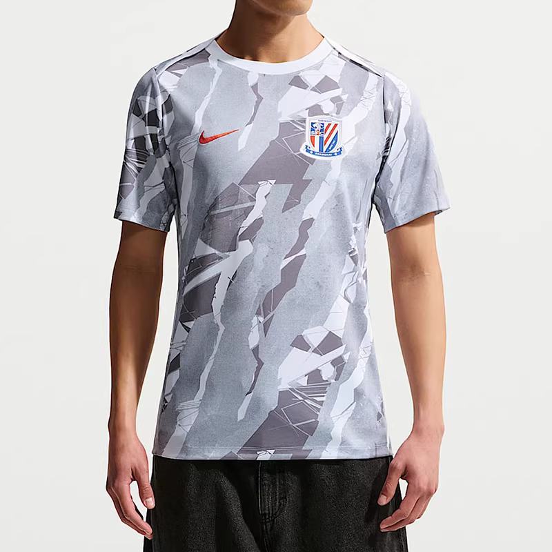 NIKE耐克2026中超上海申花透气速干赛前短袖热身服IQ0621-100
