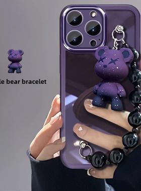 紫色暴力熊适用于苹果14手机外壳iPhone 13新款12/11Promax配有镜头胶片XS女性Xr炼7/8Plus时尚品牌迷你时尚6