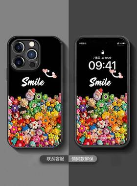 黑色小怪兽适用vivos17手机壳vivox90/x80x/70pro新款s16/s15女y78+钢化玻璃y35m可爱iqooneo8pro卡通s10防摔