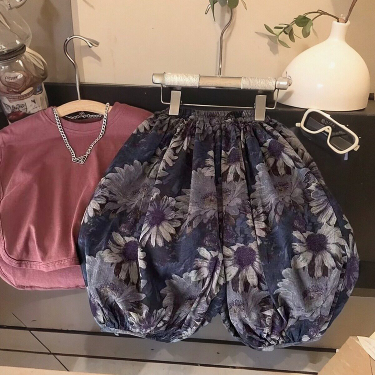 儿童防蚊裤2024夏季宝宝薄款棉灯笼裤男女宝宝宽松短袖衣服印花裤