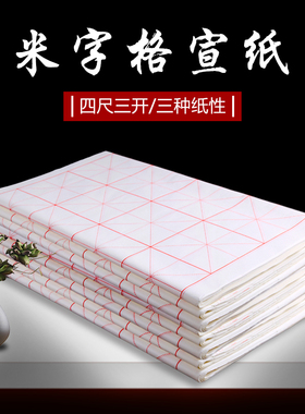 米字格四尺三开生宣半熟宣纸毛笔书法专用20格24格28格40格初学用