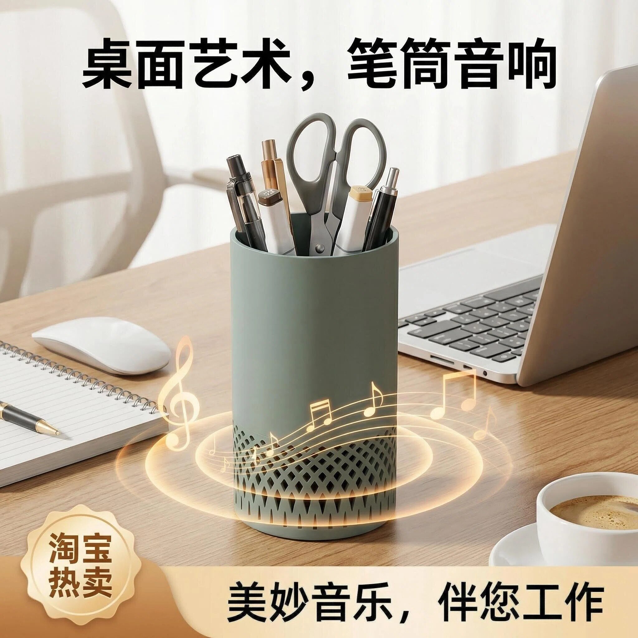 3D打印笔筒音响 有线电脑桌面音箱 办公收纳 8色现货 自主设计