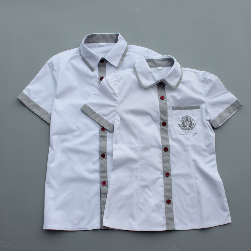 北京大学附属小学衫校服儿童翻领短袖长袖白衬衫衬衣