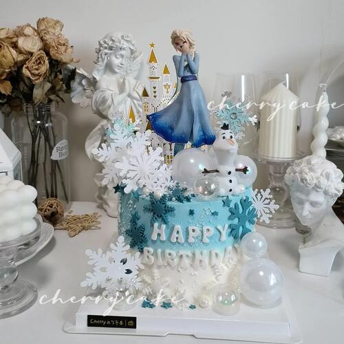 艾莎公主蛋糕装饰冰雪奇缘冰雪女王雪宝雪花城堡生日烘焙插件摆件