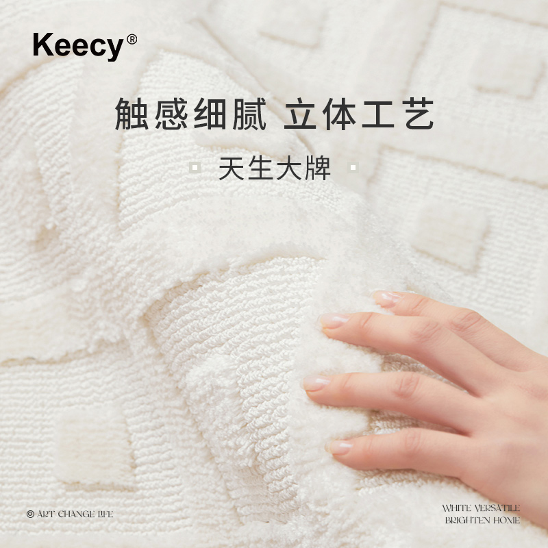 keecy 奶油风地毯客厅家用茶几毯房间白色地毯全铺卧室简约高级感