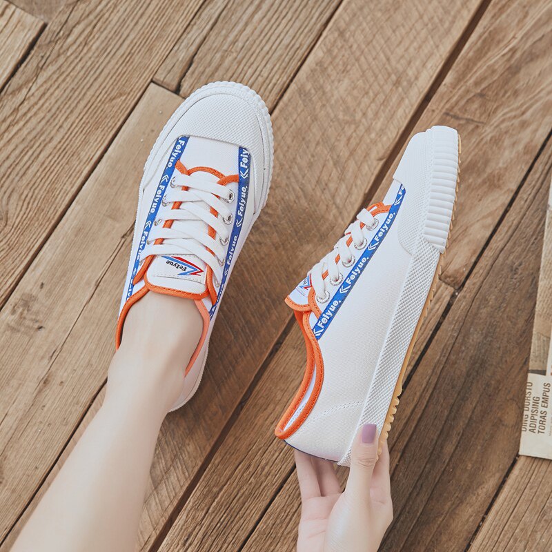 feiyue/飞跃女鞋新款低帮小白鞋韩版潮学生流行休闲鞋纯色帆布鞋