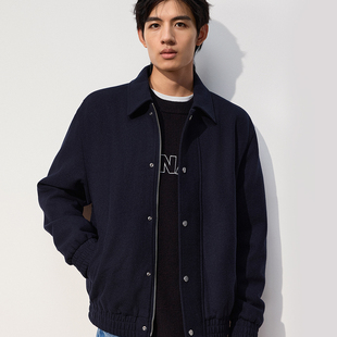 TRENDIANO2025秋冬新款天丝羊毛纽扣男款法兰绒外套 1SE4340260