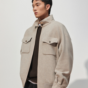 TRENDIANO2025秋冬新款重磅质感羊毛花色口袋男款外套 1SE4340040