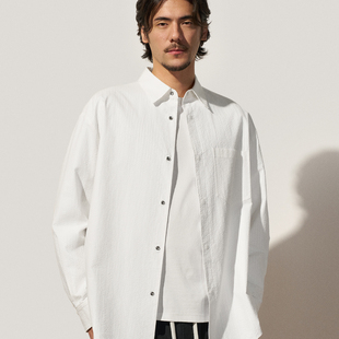 衬衫 长袖 1ST3010730 全棉条纹肌理男款 Trendiano2025秋冬新款