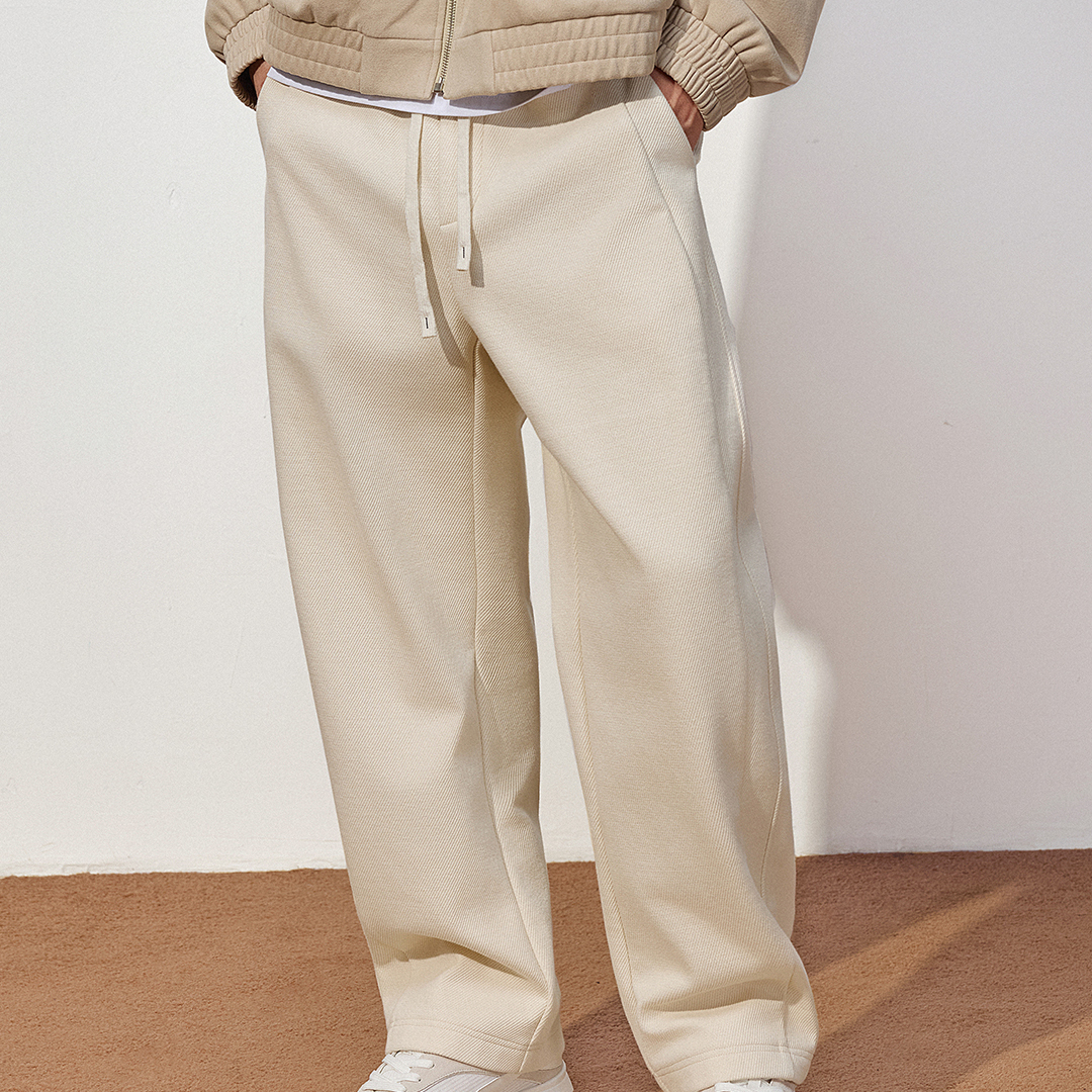 TRENDIANO2025秋冬新款重磅松紧腰简约针织男款弯刀裤 1ST4060960
