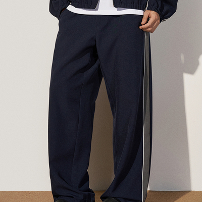 秋冬新款细斜肌理直筒长裤