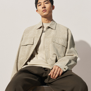 TRENDIANO2025秋冬新款全棉重磅简约微阔男款翻领外套 1ST3091560
