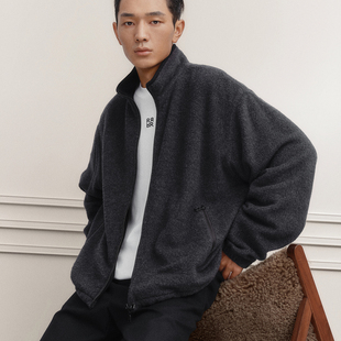 TRENDIANO2025秋冬新款轻柔全羊毛针织呢男款外套 1SH3340090
