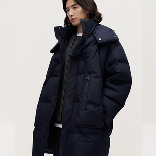 TRENDIANO2025秋冬新款连帽可拆卸中长款男款羽绒服 1SM1331910