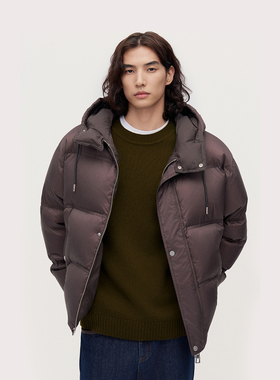 TRENDIANO2025秋冬新款鸭绒短款男款连帽羽绒服 1SM1331640
