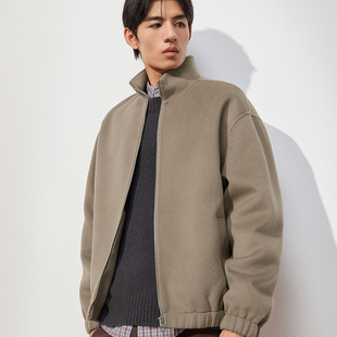 TRENDIANO2025秋冬新款重磅羊绒拉链立领男款外套 1SE4340370