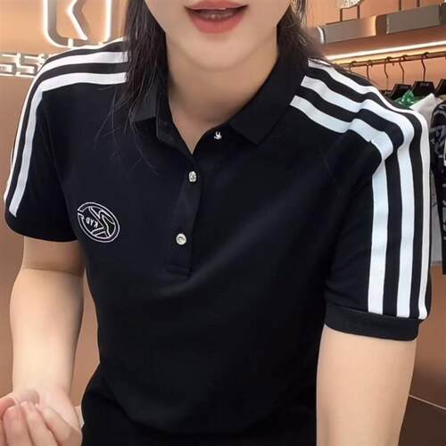 高级感熊猫配色绣标三条杠有领男士短袖polo衫欧货甄选洋气夏装