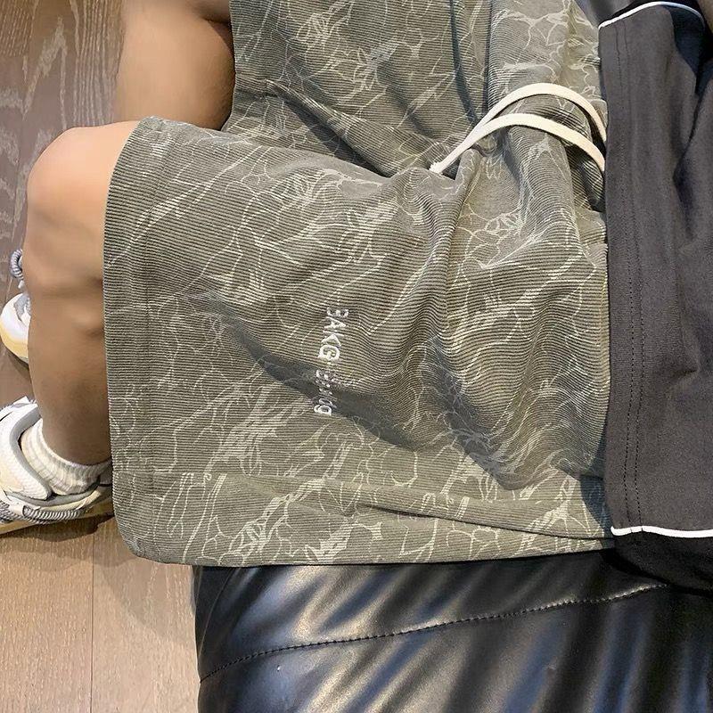 夏季大码百搭美式短裤潮牌刺绣五分裤宽松学生运动休闲五分裤子