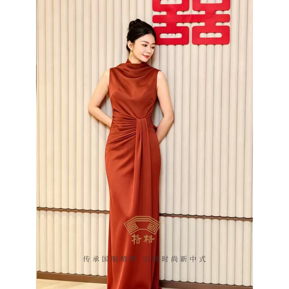 格格新中式新娘订婚礼服连衣裙新款复古高级感敬酒礼服连身裙旗袍