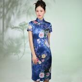 富贵牡丹 中国风复古印花立领旗袍