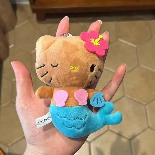 夏威夷美人鱼黑皮kitty与编织包的适配度满昏～夏日bi备的kt挂件