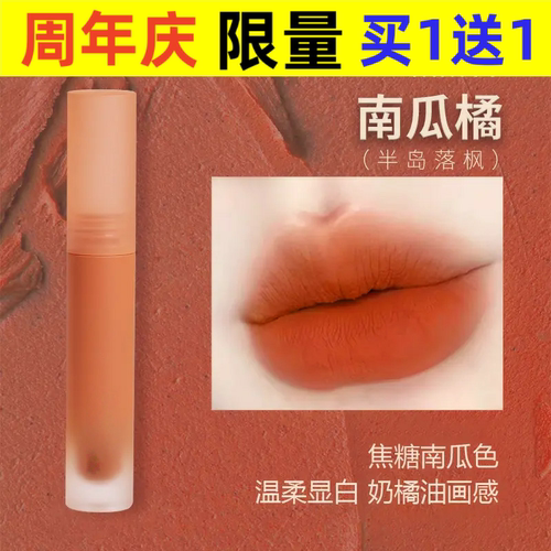 南瓜橘哑光口红保湿滋润不易脱色烂番茄色牛血色口红平价小众品牌