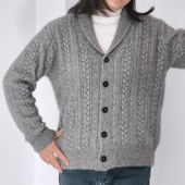 手工编织 青果领麻花开衫 苏瑟兰黛貂2根 毛线材料包