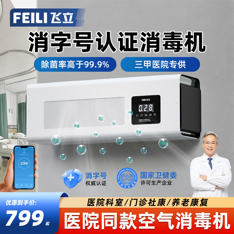 【飞立】壁挂式医用臭氧消毒机学校幼儿园空气消毒工业臭氧发生器