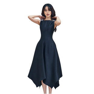 知觉之门藏蓝色礼服裙女晚礼服连衣裙小礼服出席重要场合的裙子