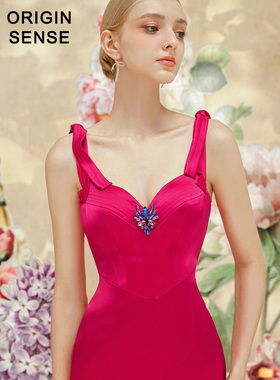 ORIGIN SENSE/知觉之门小众设计夏季新款低胸V领修身显瘦连衣裙